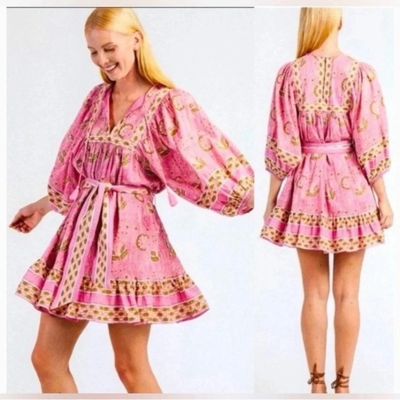 Cleobella Magdalena Mini Cotton Tie Waist Dress Size Small - Picture 10 of 11
